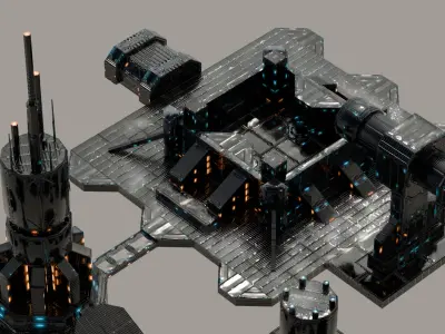 SCIFI building BUNDLE 4K TEXTURE Low-poly 3D model