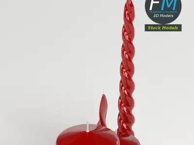 Red candles 3D model