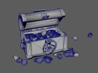 Stylish treasure chest Low-poly 3D model