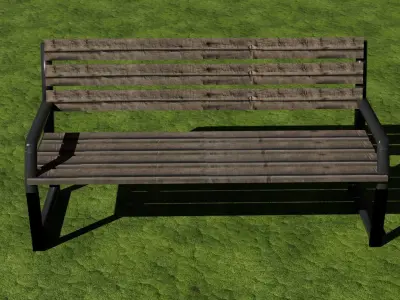 Bench Low-poly 3D model 7