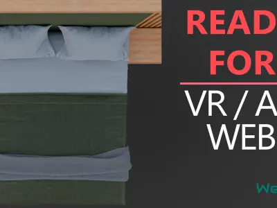 Bed with Vertical Slatted Headboard Low-poly 3D model