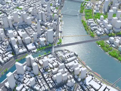 Ho Chi Minh Downtown Vietnam Low-poly 3D model