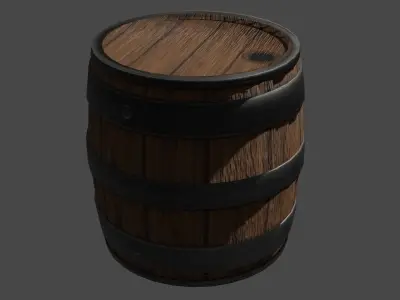 Wooden Barrel Low-poly 3D model