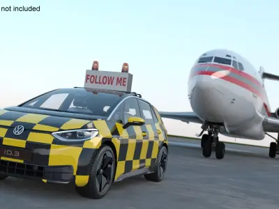  Volkswagen Follow Me Car Accompanies an Charter Boeing 727 