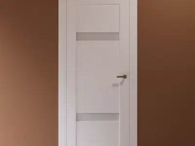 White wood interior door with white glass inserts 3D model