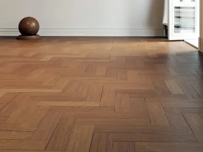 Highgloss Brown Parquet Floor Herringbone 3D model