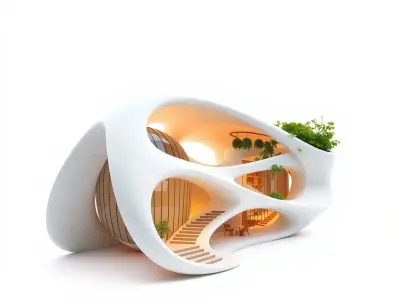 Futuristic Architectural Model Pack with Organic Design Low-poly 3D model