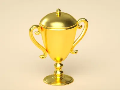 trophy golden Low-poly 3D model