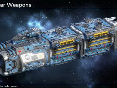 Spaceship Frigate Rhino Low-poly 3D model