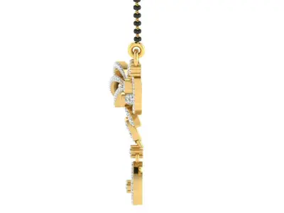 light weight yellow gold  diamond pendent -EZ T-32 3D print model