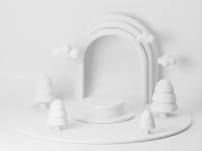 Podium In Woods Includes Lighting Setup 3D model