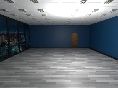 empty room with night city Low-poly 3D model