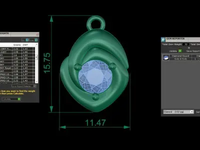 Women Solitaire Super Light Weight Pendant 3D print model