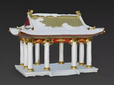 Luxurious Chinese Imperial Pavilion 3D Model Low-poly 3D model