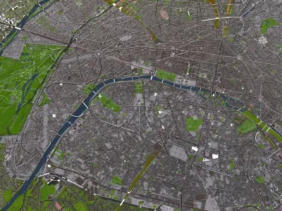 Paris City Full 3d Model Low-poly 3D model