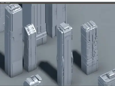 futuristic architecture set - 12 3D model