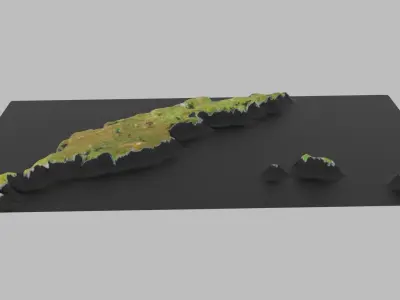 Anguilla Map Low-poly 3D model