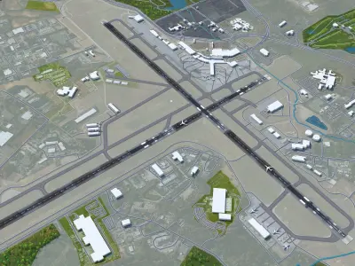 Albany Airport 10km Low-poly 3D model
