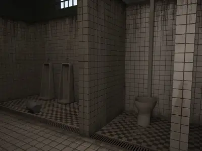Prison bathroom Low-poly 3D model