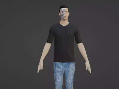 Cyber Character- Robot Man Low-poly 3D model