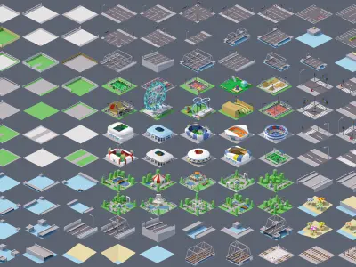 Industrial City Low-poly 3D model