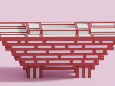 Cartoon Shanghai China Art Museum 2 Low-poly 3D model