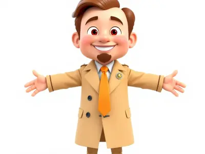 Detective Sam Animated D Character Model  Rigged and Animated Low-poly 3D model