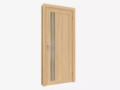 Modern Wooden Interior Door with Furniture 003 3D model