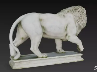 Lion Statue V22 Low-poly 3D model