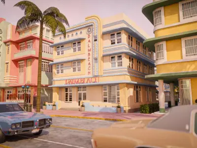 MIAMI VICE CITY ART DECO BUILDING 8 Low-poly 3D model