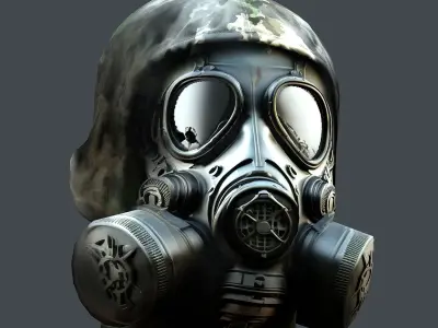 Gas mask helmet 3d model military combat Low-poly  Low-poly 3D model