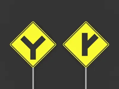 Traffic signs no textures Low-poly 3D model