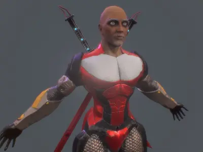 Sci-Fi Armored Warrior Low-poly 3D model