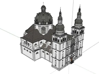 Architecture-Religion-God-Culture-Temple-0107 church with two... 3D model