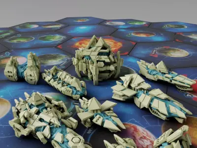 Twilight Imperium - Mahact Ships - 3D Print Models 3D print model