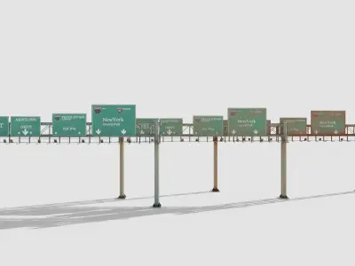 highway bypass with 4k pbr textures clean dirty rusty Low-poly 3D model