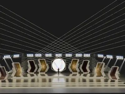 Entertainment Concert Event Stage 3D Model with Lights 3D model