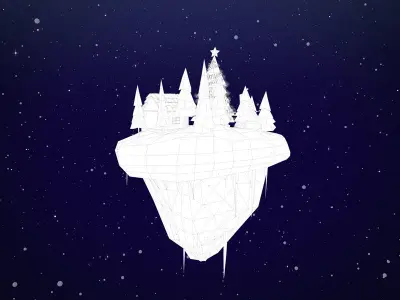 Cartoon Low Poly Christmas Island Asset Low-poly 3D model