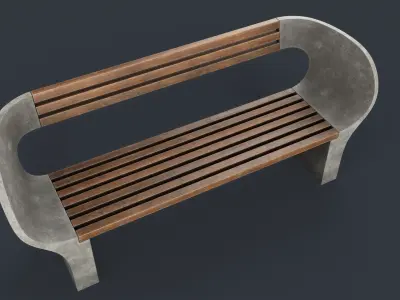 Modern Outdoor Bench 29 PBR Game Ready Low-poly 3D model