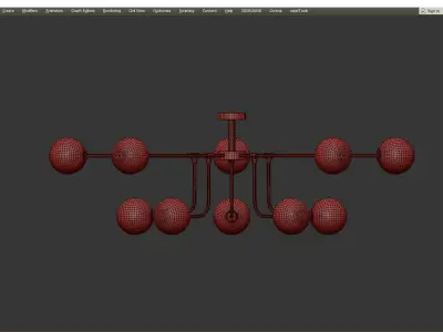 AGIRA modern chandelier with brass and glass balls Low-poly 3D model