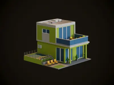 Cartoon Houses 3D model