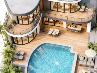 Luxury Curved Villa Architectural 3D Model 3D model purchase