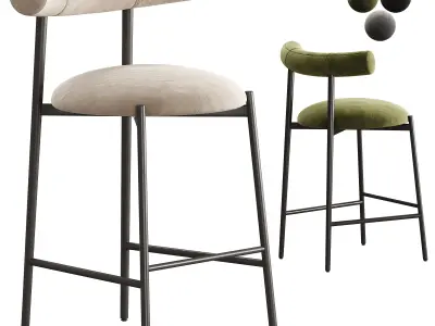 Chairs More Pampa SG 65 Low Green  Black Stool by Studio Pastina 3D model