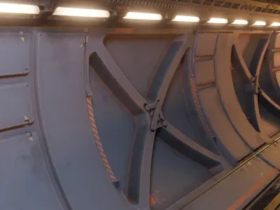4 Sci-fi corridor trim sheet textures Low-poly 3D model
