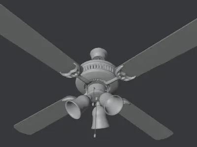 White ceiling fan 3D model