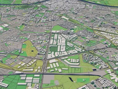 Seville Spain 25x25km City Map 3D model