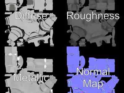 Silver Robot Humanoid model pack Low-poly 3D model