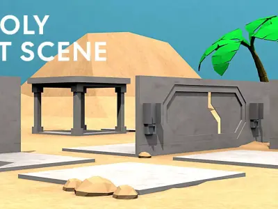 Desert Base Low Poly Sci-Fi Modular Pack Low-poly 3D model