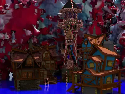Corona fairytale village 3D model