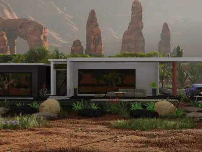 Modern Tiny House Exterior 3D SketchUp Model Lumion Render 3D model